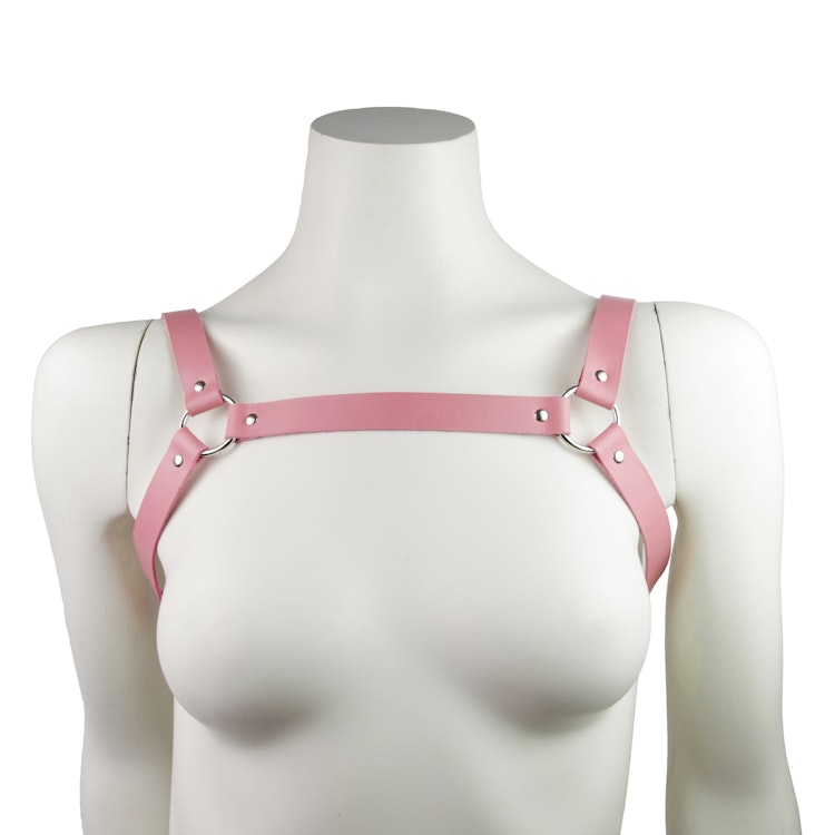 Leather Chest Harness Pink photo