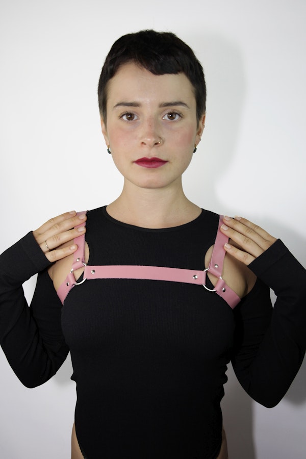 Leather Chest Harness Pink Image # 121926