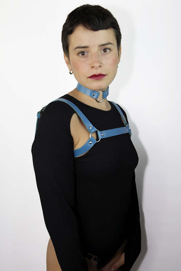 Leather Chest Harness Blue Image # 121934