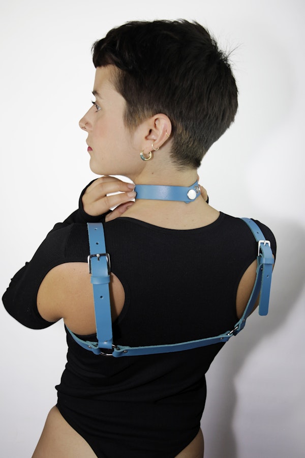 Leather Chest Harness Blue Image # 121935