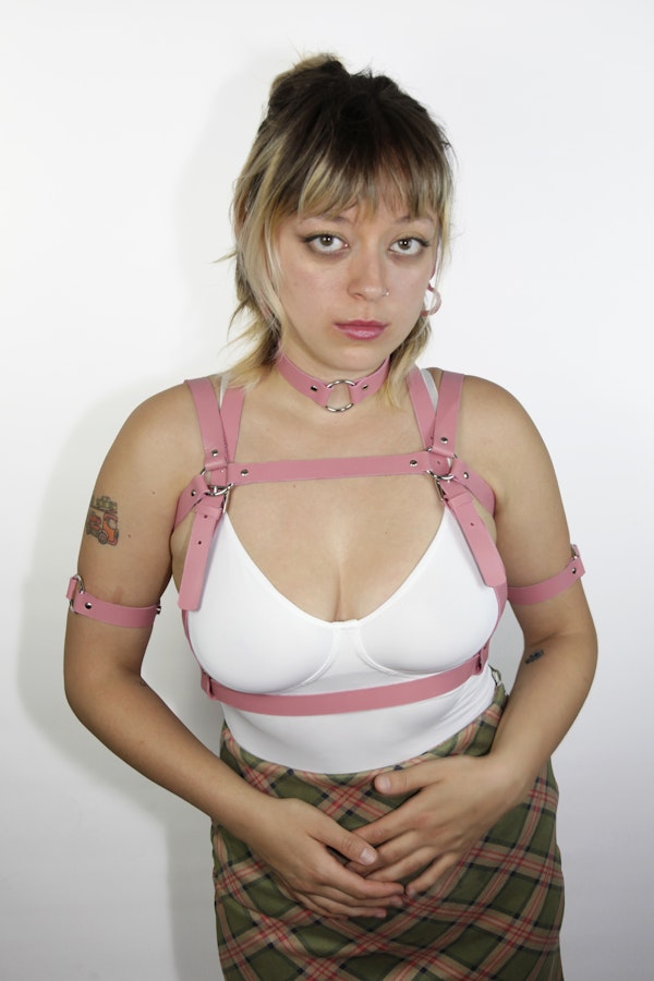 Leather Chest Harness Pink Image # 121925
