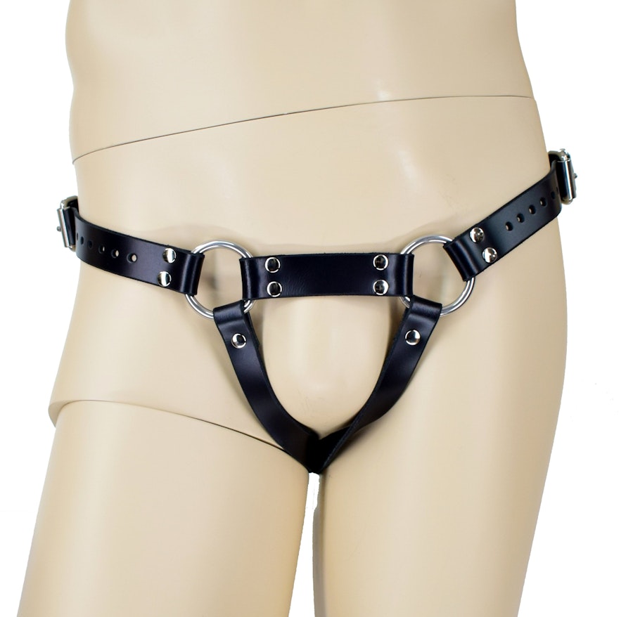 Deluxe Unisex Leather Butt Plug Harness Image # 121951