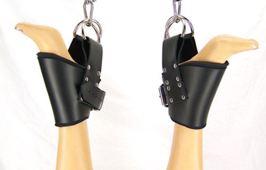 Padded Leather Ankle Suspension Cuffs