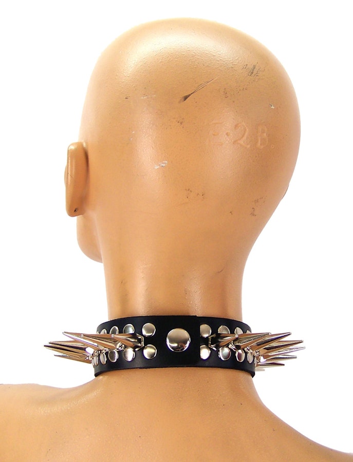 Full Metal Punk Spiked Leather Choker Image # 122181