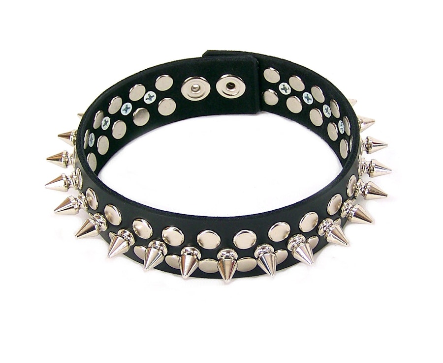 1/2 Metal Punk Spiked Leather Choker Image # 122301