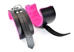 Pink Satin Lined Leather Wrist Bondage Cuffs Thumbnail # 122367