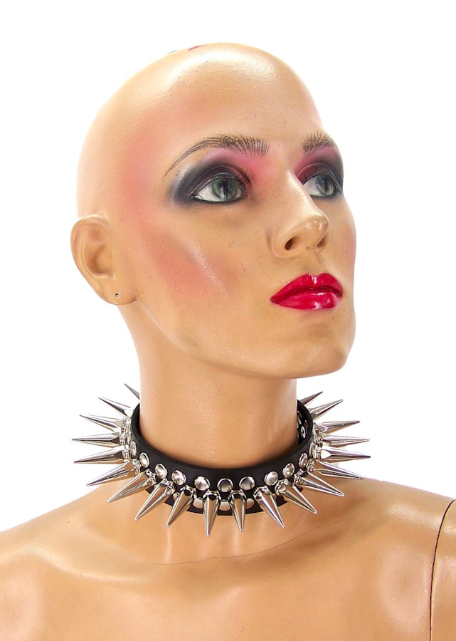 Full Metal Punk Spiked Leather Choker