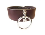 1.5" Brown Bullhide Leather BDSM Collar for slave/sub with Lg O-ring Lockable Buckle Option Custom Sizing, bondage collar for submissive/little Thumbnail # 122571