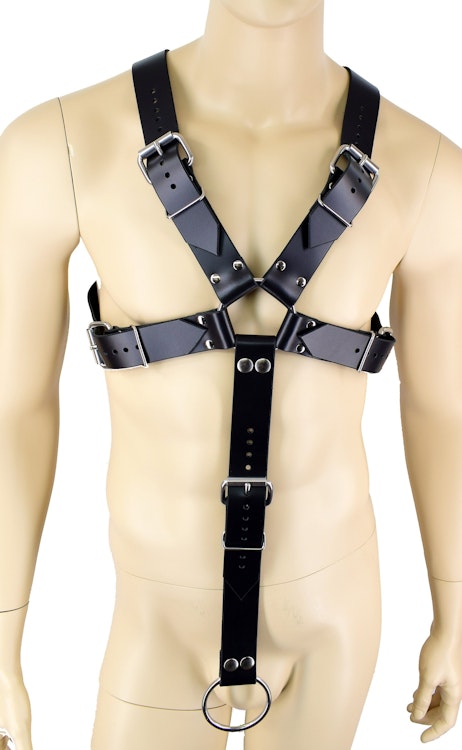 Leather Bondage X-Harness with C*** Ring Attachment photo