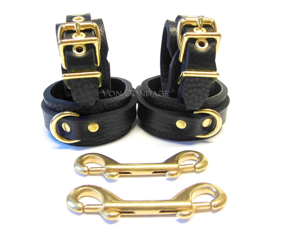 BDSM Restraints in Bison, BDSM Cuffs, Leather Restraints, Bondage Cuffs/Restraints, wrist/ankle restraints, cuffs, soft bondage, 1-1/2"