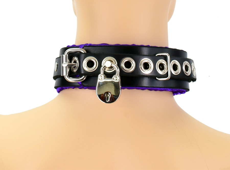Locking Purple Satin Padded Collar Image # 122477