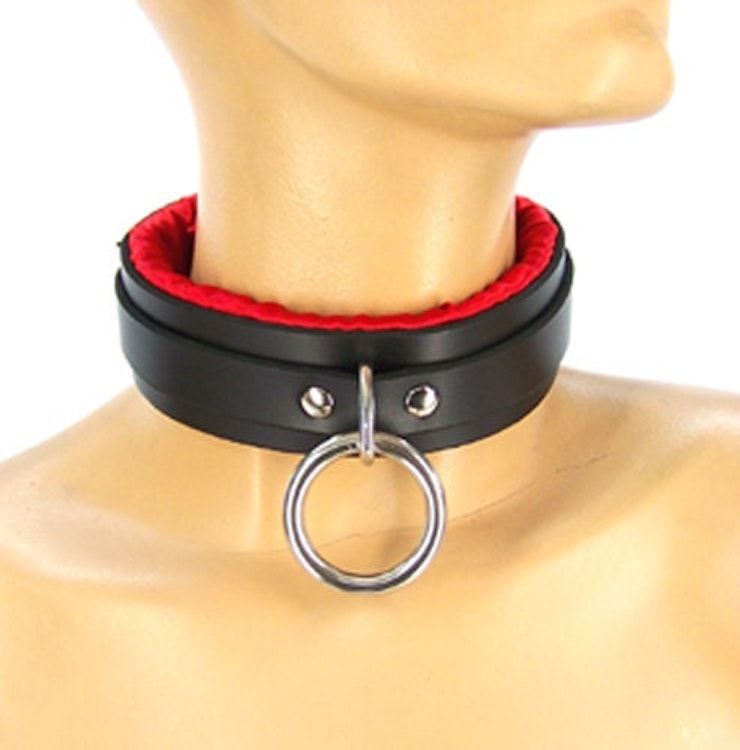 Red Satin Padded Bondage Collar photo