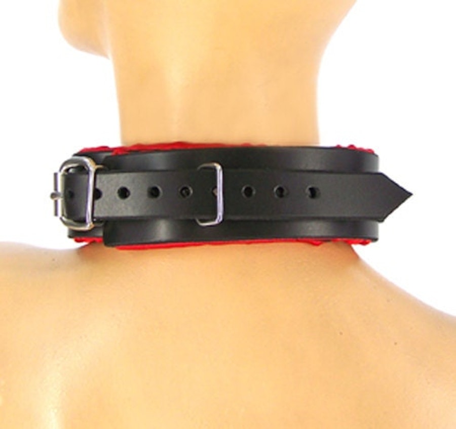 Red Satin Padded Bondage Collar Image # 122303