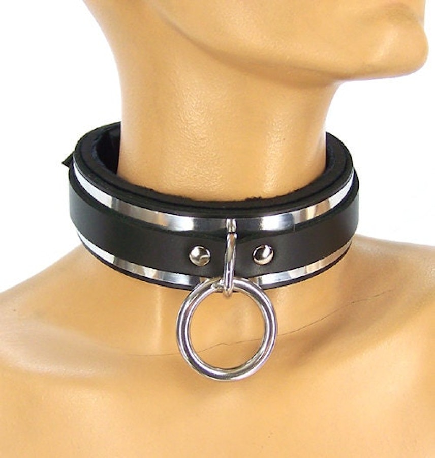 Leather Metal Wrapped Locking Lined Sub-Collar
