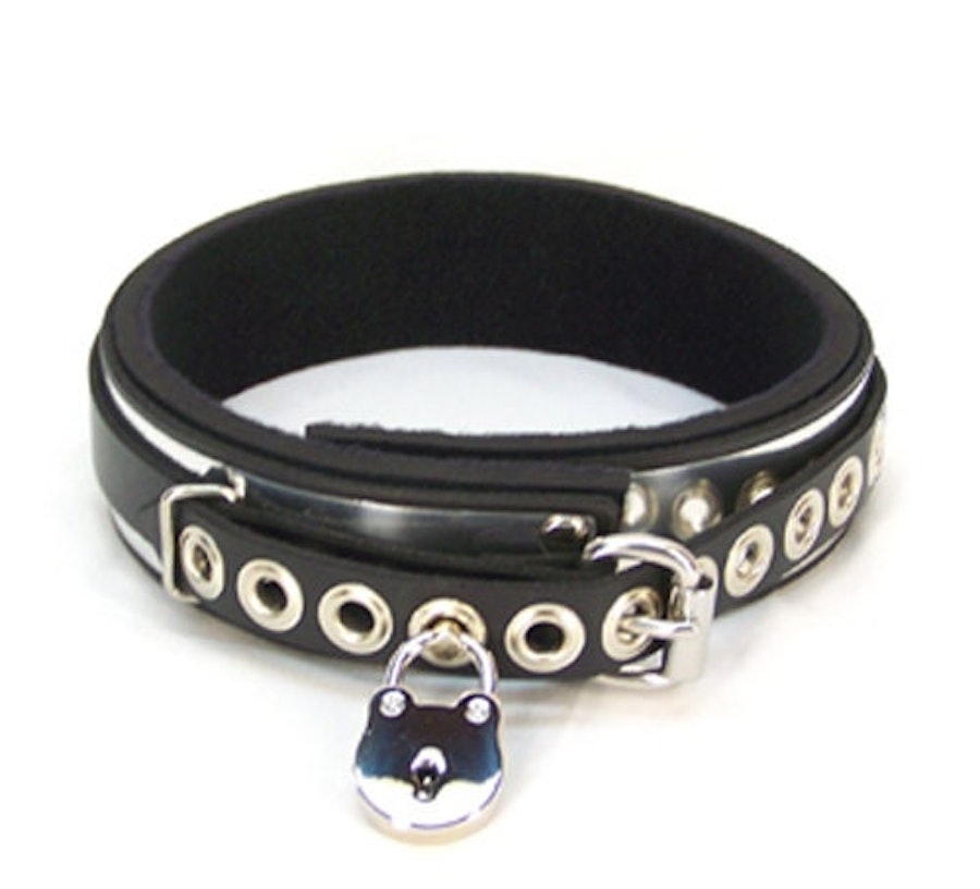 Leather Metal Wrapped Locking Lined Sub-Collar Image # 122454