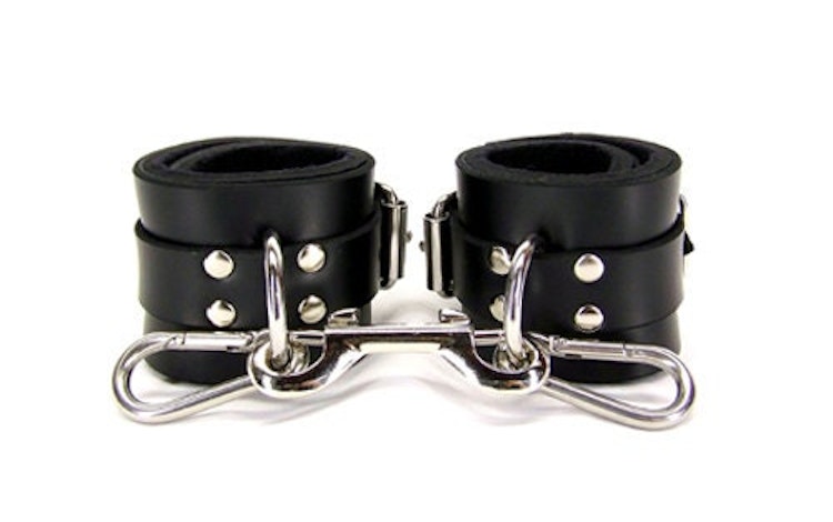 Black Leather Wrist Bondage Cuffs photo