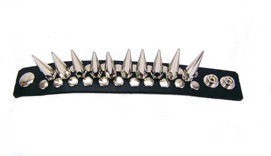 Full Metal Punk Spiked Leather Wristband Image # 122329