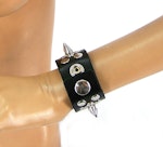 Half Metal Punk Spiked Leather Wristband Thumbnail # 122267