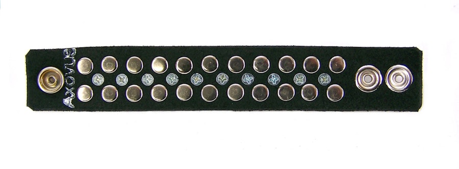 Half Metal Punk Spiked Leather Wristband Image # 122269